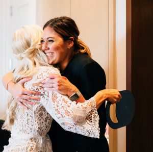 Bride Hugging Makeup Artist - Joyful Moment