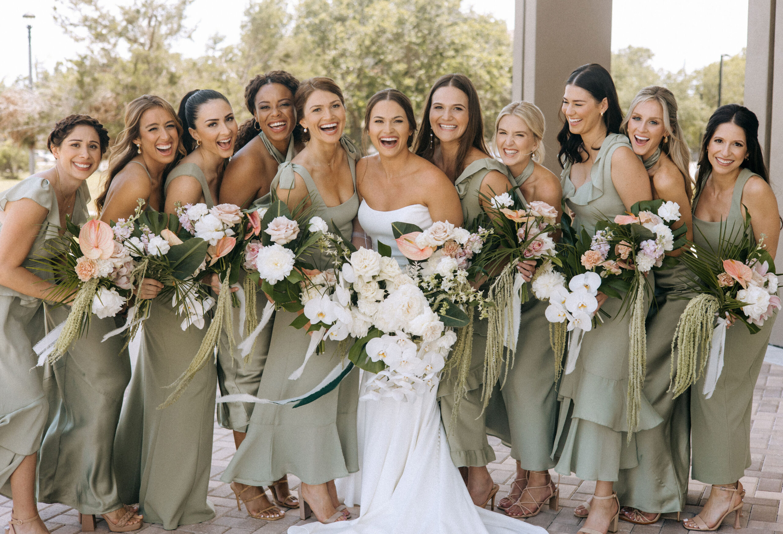 Bride and Bridesmaids with Beautiful Hair and Makeup by Kristy's