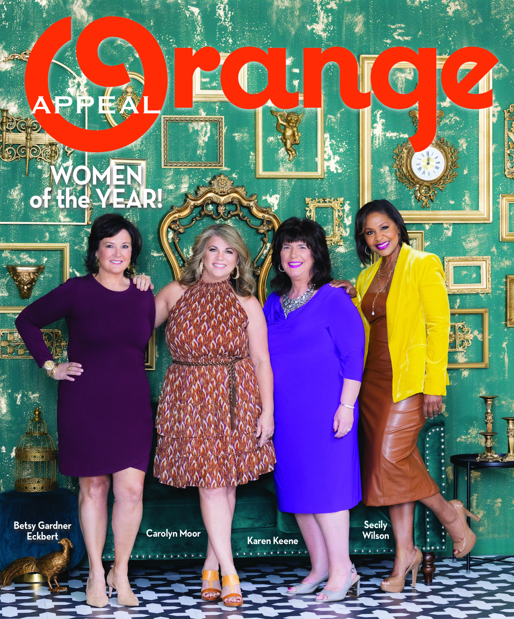 Cover of Orange Appeal magazine featuring four women with hair and makeup done by Kristys Artistry Design Team, titled "Woman of the Year.