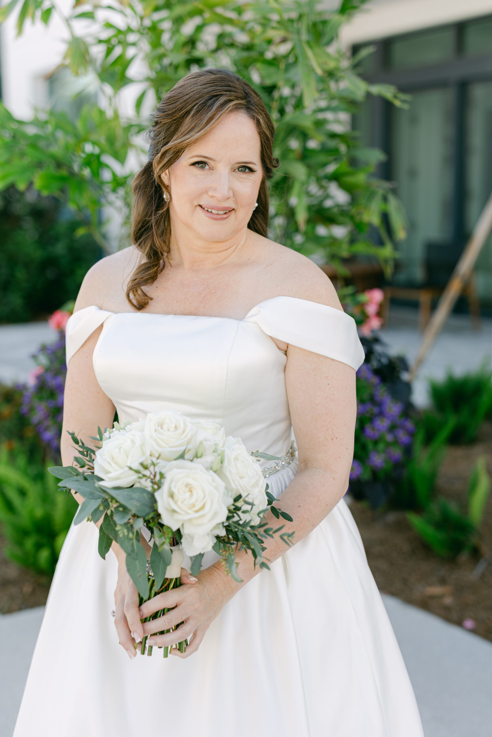 Stunning bride with mature skin and flawless makeup done by Kristys Hair and Makeup.