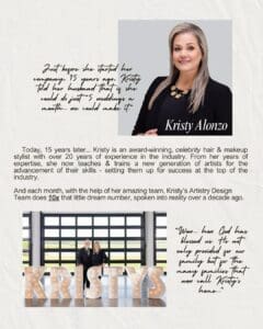 Kristy's Artistry Design Team head of the beauty team